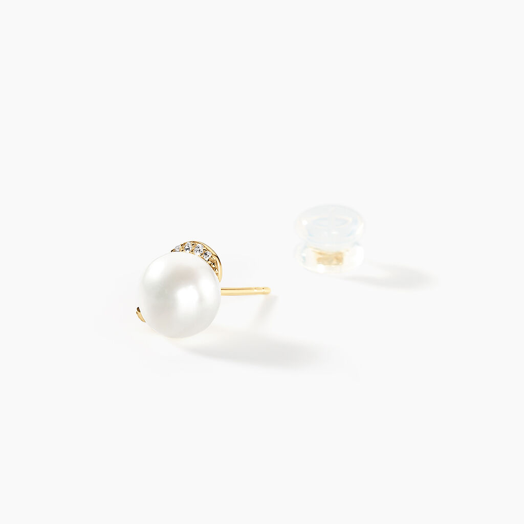 Boucles D'oreilles Puces Lucinda Or Jaune Perle De Culture - Clous d'oreilles Femme | Histoire d’Or
