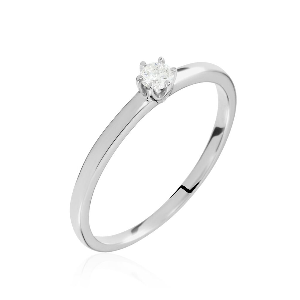 Solitaire  Natalia Platine Blanc Diamant - Bagues solitaires Femme | Histoire d&rsquo;Or
