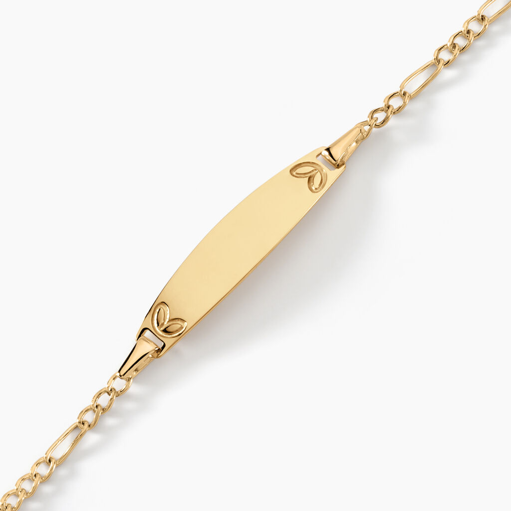 Bracelet Identité Bartolomee Maille Alternee 1/3 3 Or Jaune - Bracelets Communion Enfant | Histoire d’Or