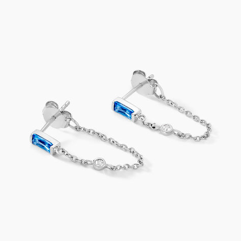 Boucles D'oreilles Pendantes Elorine Argent Blanc Oxyde De Zirconium - Boucles d'oreilles fantaisie Femme | Histoire d&rsquo;Or