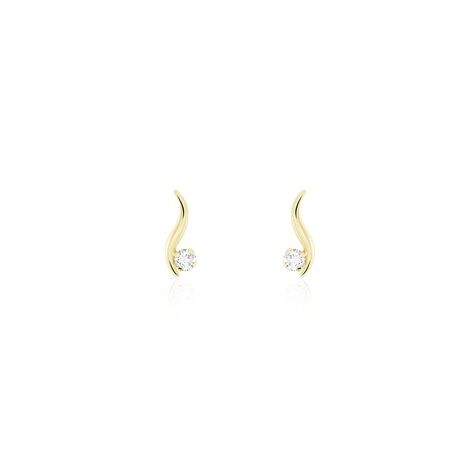 Boucles D'oreilles Puces Beryl Virgule Or Jaune Oxyde De Zirconium - Clous d'oreilles Femme | Histoire d’Or
