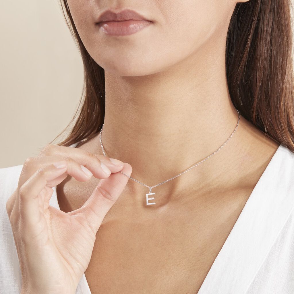 Pendentif Klementine Or Blanc Oxyde De Zirconium - Pendentifs Femme | Histoire d’Or