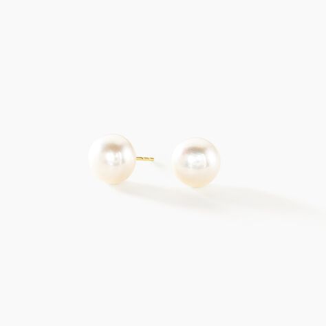 Boucles D'oreilles Puces Ursulina Or Jaune Perle De Culture - Clous d'oreilles Femme | Histoire d’Or
