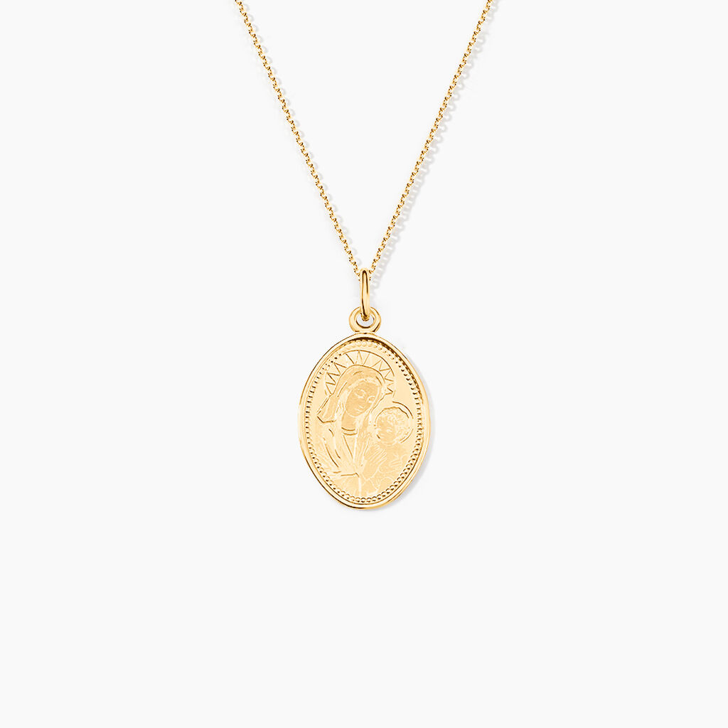 Pendentif Or Jaune Vierge A L'enfant - Pendentifs Bapt&ecirc;me Famille | Histoire d&rsquo;Or