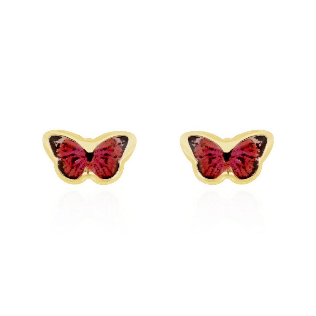 Boucles D'oreilles Puces Sulivia Papillon Or Jaune - Clous d'oreilles Enfant | Histoire d’Or