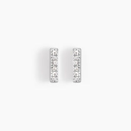 Boucles D'oreilles Puces Aprhodisia Or Blanc Diamant Blanc - Clous d'oreilles Femme | Histoire d’Or