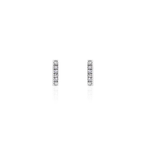 Boucles D'oreilles Puces Aprhodisia Or Blanc Diamant Blanc - Clous d'oreilles Femme | Histoire d’Or