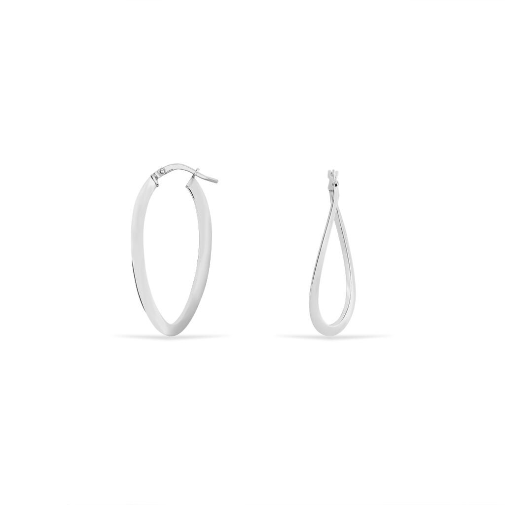 Créoles Argent Blanc Olivia - Boucles d'oreilles créoles Femme | Histoire d’Or