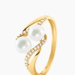 Bague Loeva Or Jaune Perle De Culture Et Oxyde De Zirconium - Bagues avec pierre Femme | Histoire d&rsquo;Or