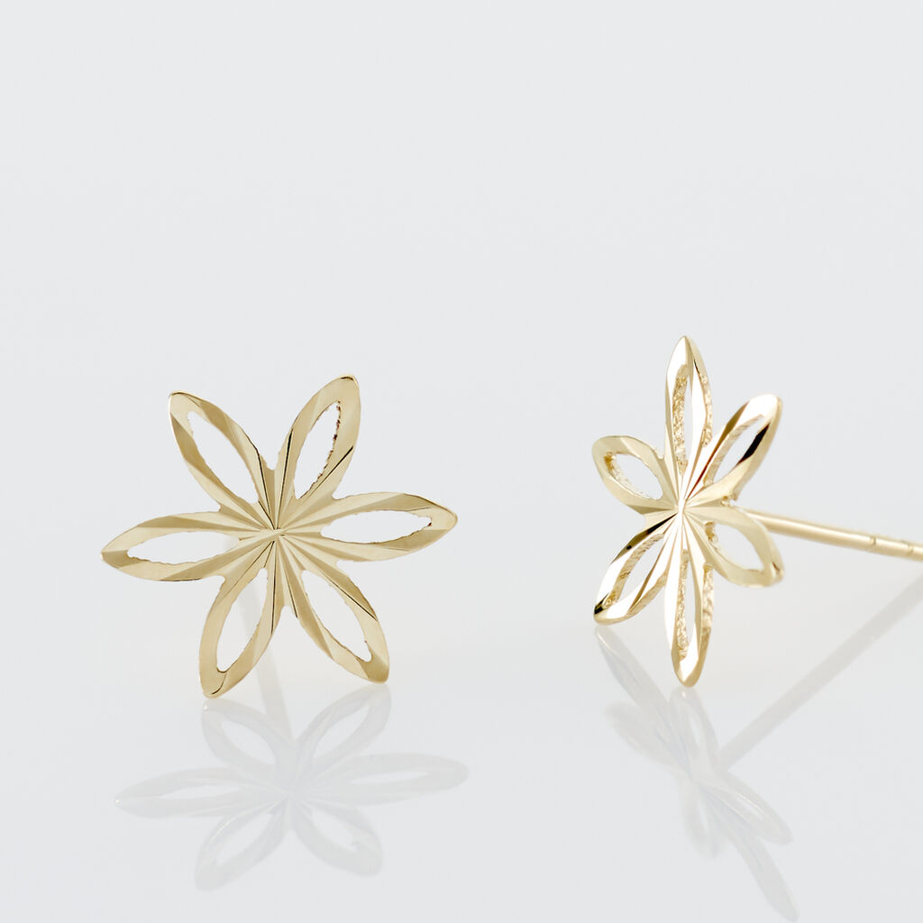 Boucles D'oreilles Puces Fadia Fleur Or Jaune - Clous d'oreilles Femme | Histoire d&rsquo;Or