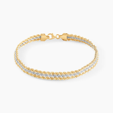 Bracelet Cordelia Maille Corde 3 Rangs Or Bicolore - Bracelets cha&icirc;ne Femme | Histoire d&rsquo;Or