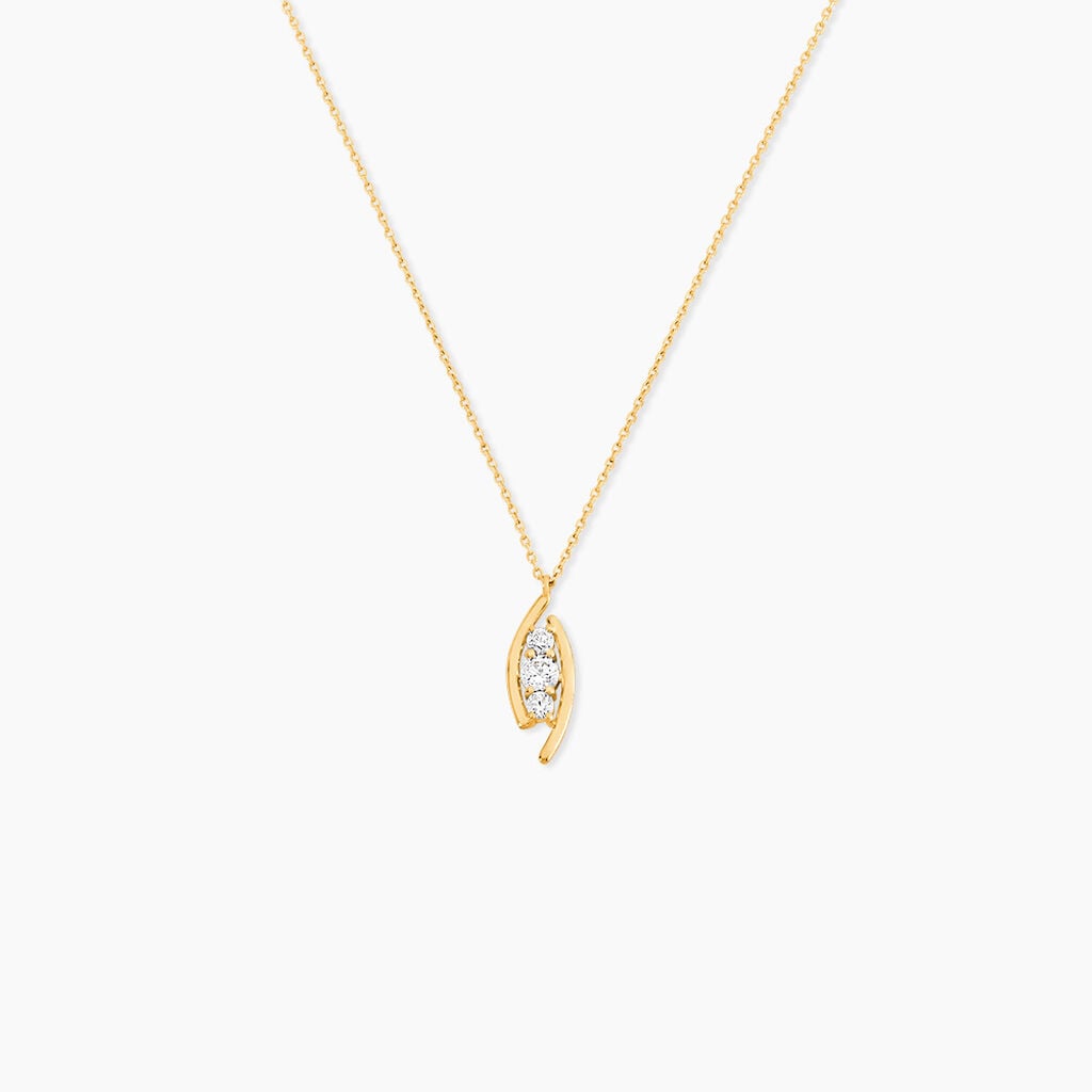 Collier Bebinn Or Jaune Oxyde De Zirconium Blanc - F&ecirc;te des m&egrave;res Femme | Histoire d&rsquo;Or