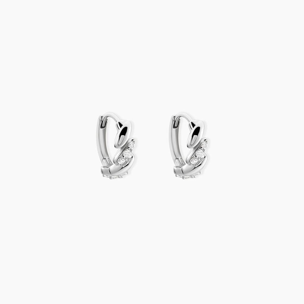 Cr&eacute;oles Fulk Argent Blanc Oxyde De Zirconium - Boucles d'oreilles cr&eacute;oles Femme | Histoire d&rsquo;Or