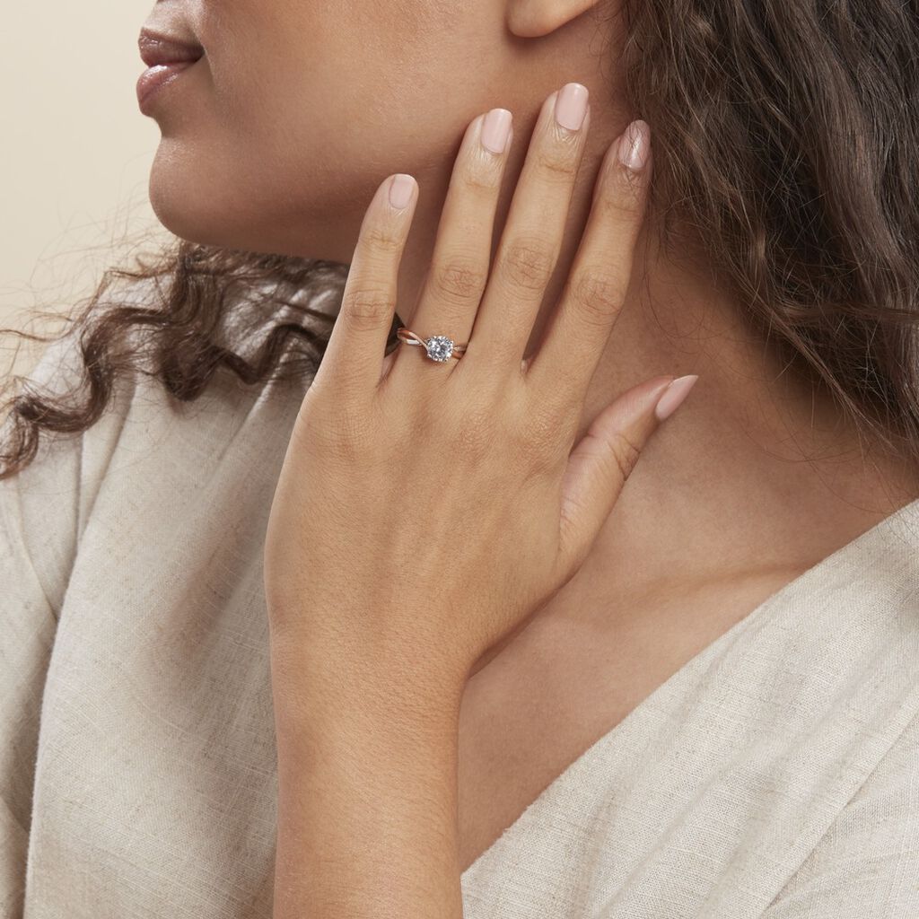Bague Solitaire Micheline Or Bicolore Oxyde De Zirconium - Bagues solitaires Femme | Histoire d’Or