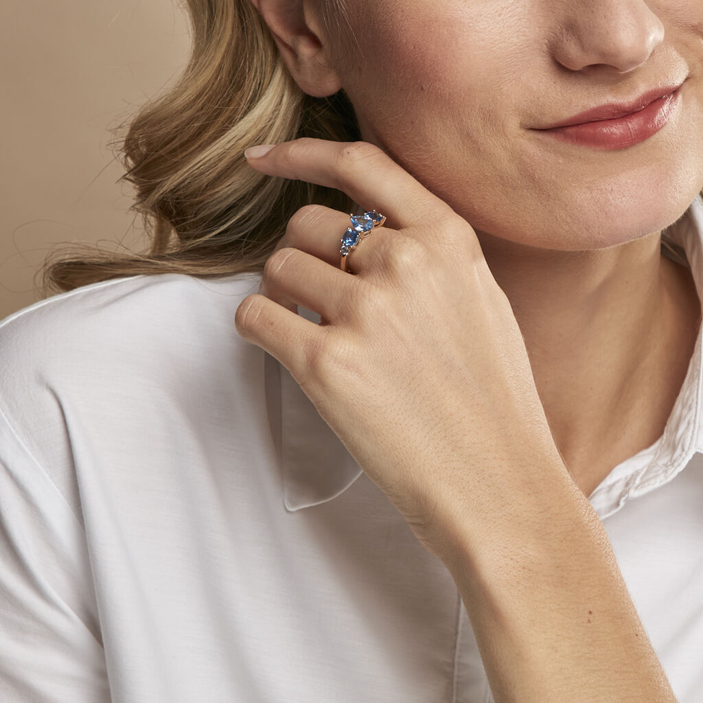 Bague Huffie Plaqu&eacute; Or Jaune Pierre D'imitation - Bagues avec pierre Femme | Histoire d&rsquo;Or