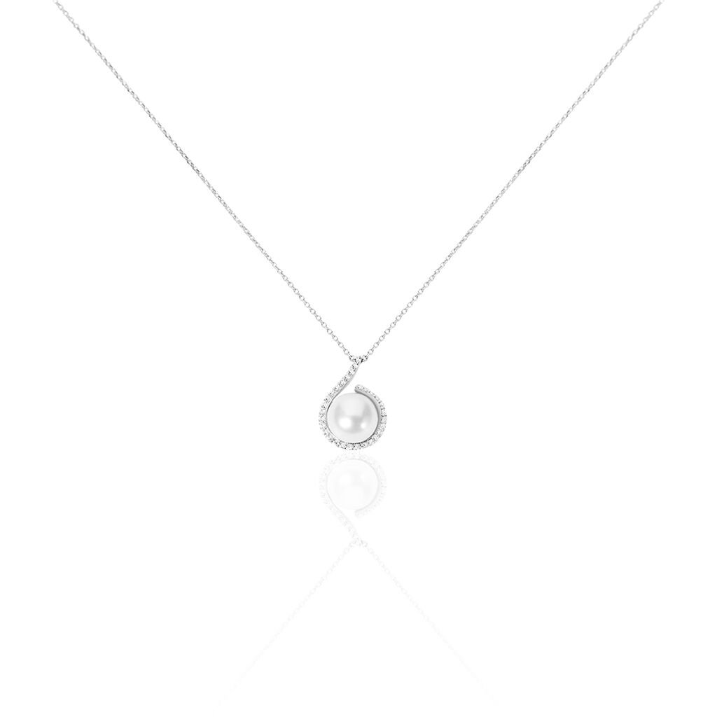 Collier Lucinda Or Blanc Perle De Culture Et Oxyde De Zirconium - Colliers Femme | Histoire d&rsquo;Or