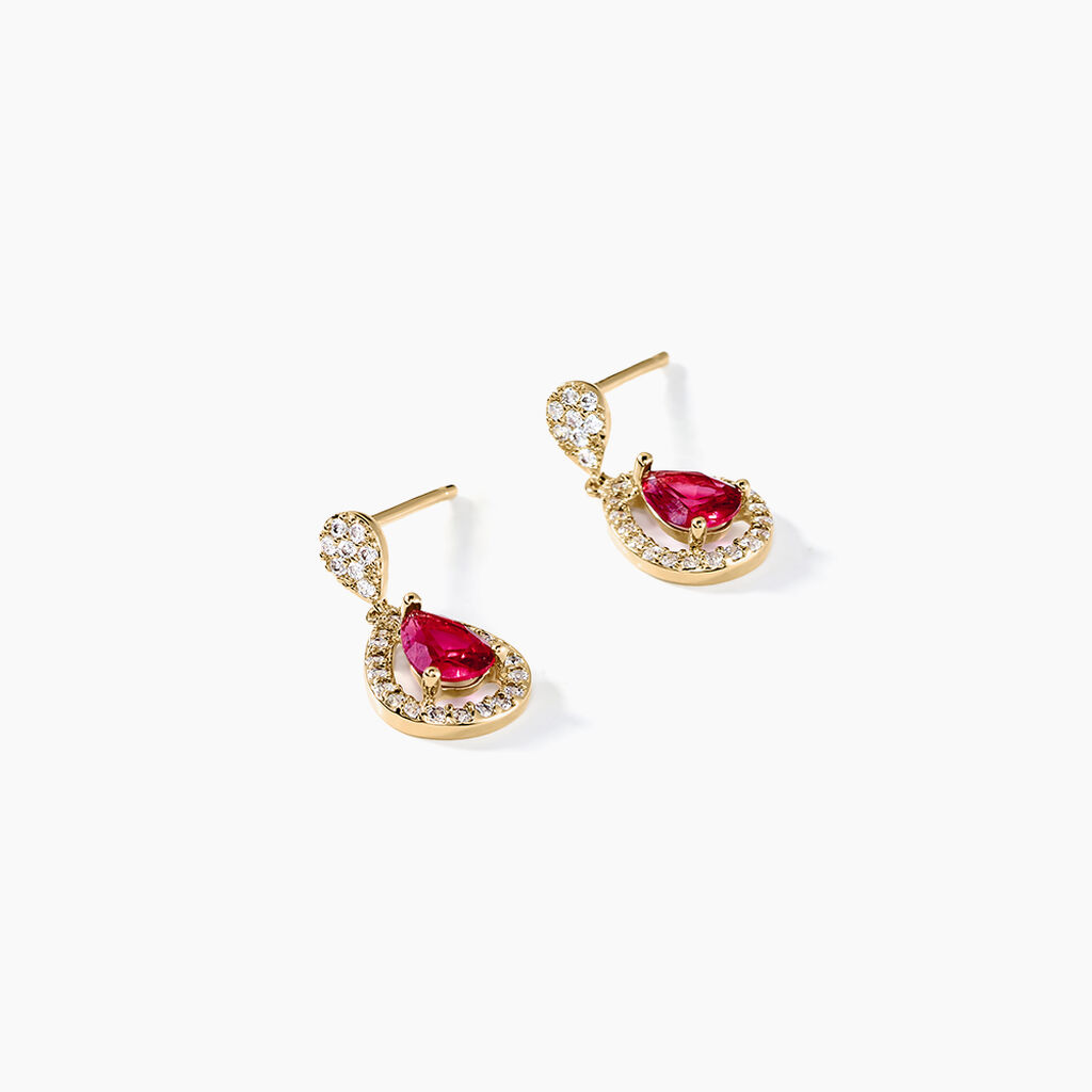 Boucles D'oreilles Pendantes Brigita Plaqué Or Pierre Et Oxyde - Boucles d'oreilles fantaisie Femme | Histoire d’Or