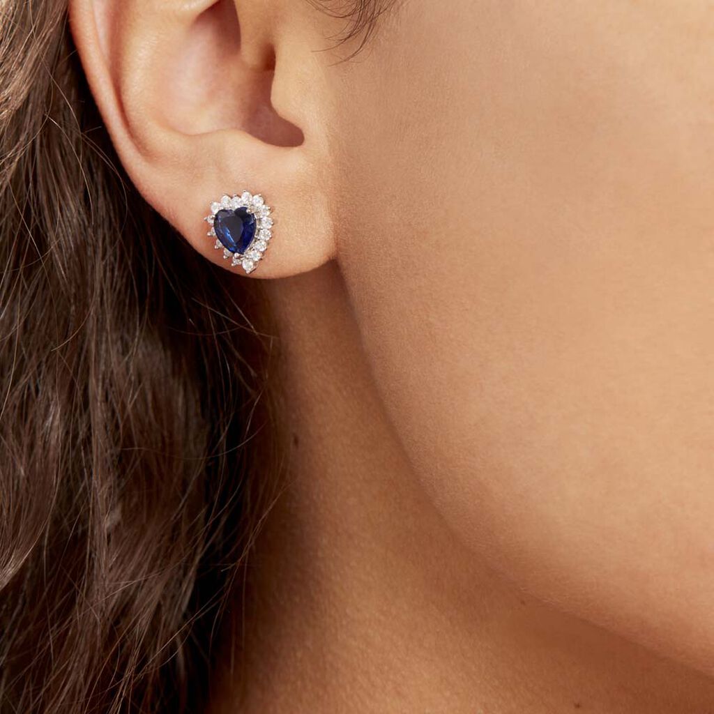 Boucles D'oreilles Puces Argent Blanc Sphinx Pierres - Boucles d'oreilles fantaisie Femme | Histoire d’Or