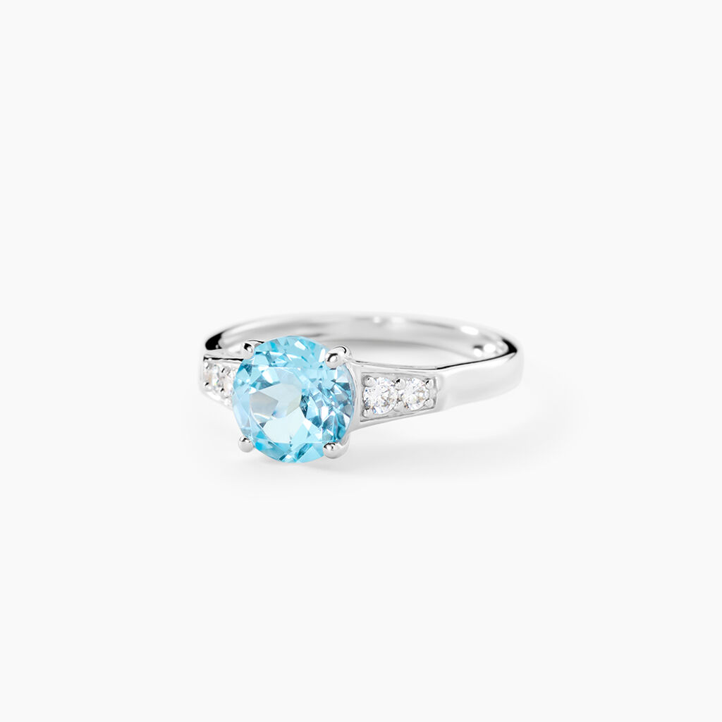 Bague Maysara Or Blanc Topaze Et Oxyde De Zirconium - Bagues solitaires Femme | Histoire d&rsquo;Or