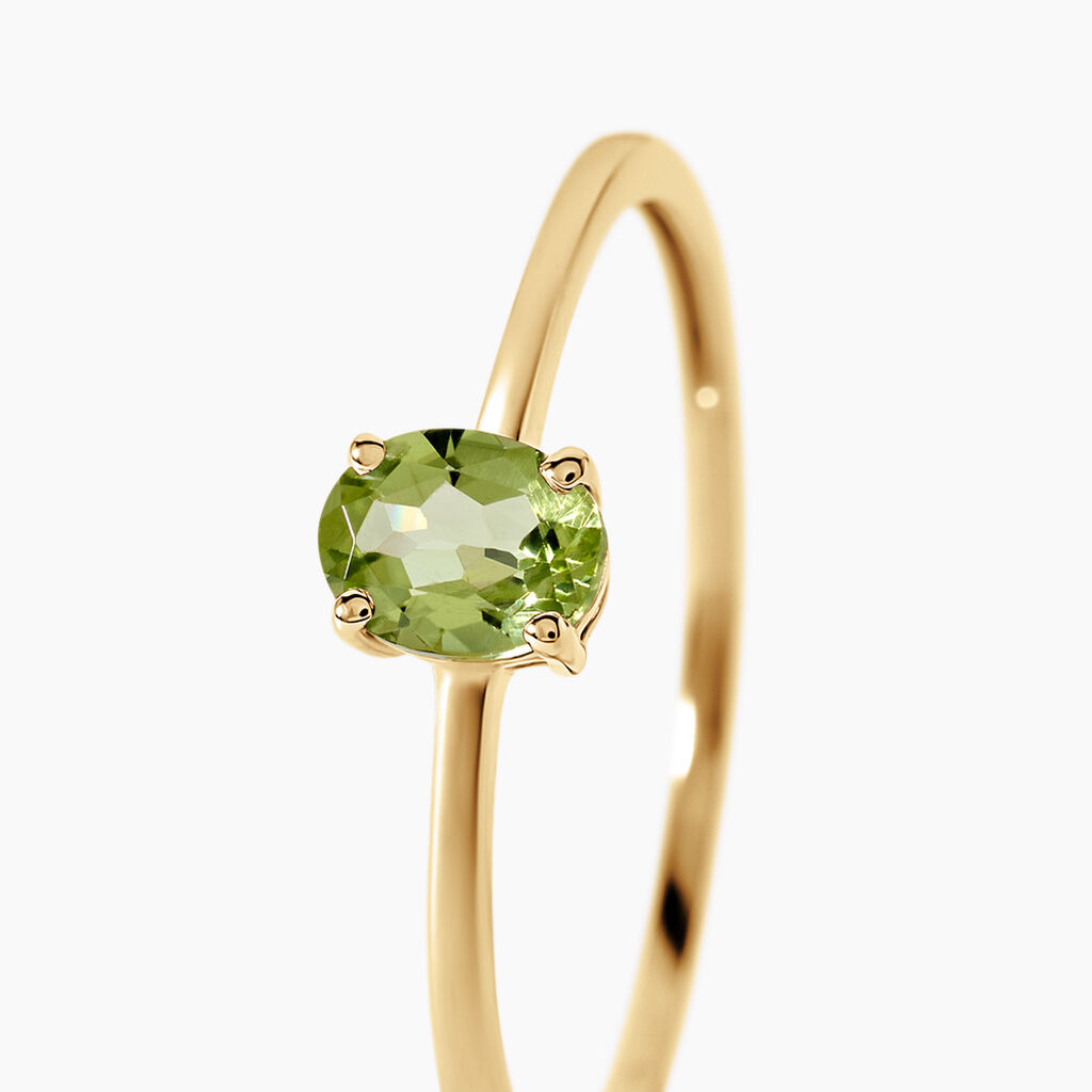 Bague Valentino Argent Dor&eacute; A L'Or 750/1000 P&eacute;ridot - Bagues solitaires Femme | Histoire d&rsquo;Or