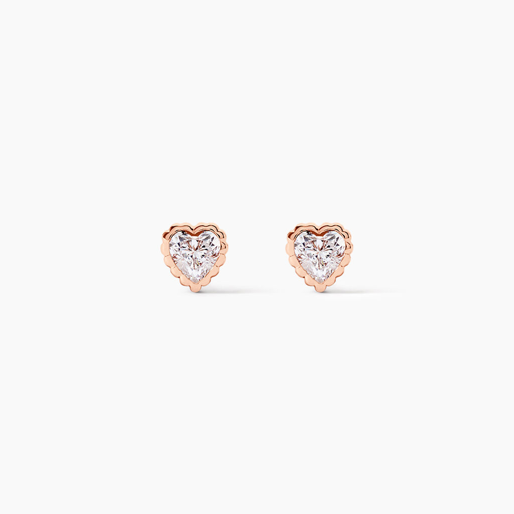 Boucles D'oreilles Puces Kadidjatou Or Rose Oxyde De Zirconium - Clous d'oreilles Famille | Histoire d&rsquo;Or