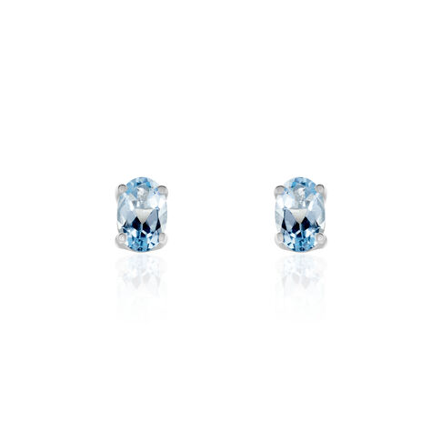 Boucles D'oreilles Puces Elea Serti Griffe Or Blanc Topaze - Clous d'oreilles Femme | Histoire d’Or