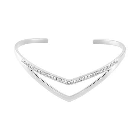 Bracelet Jonc Acier Blanc Strass - Bracelets joncs Femme | Histoire d’Or