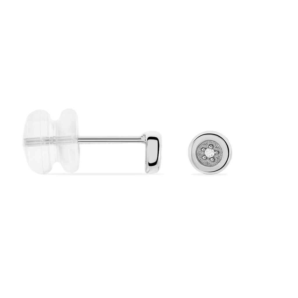 Boucles D'oreilles Puces Fatiana Or Blanc Diamant - Clous d'oreilles Femme | Histoire d’Or