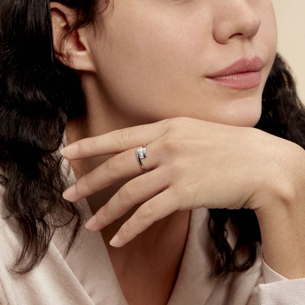 Bague Trilogie Or Blanc Diamant - Bagues avec pierre Femme | Histoire d’Or