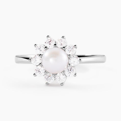 Bague Argent Blanc Cheri Perle De Culture Oxydes De Zirconium - Bagues solitaires Femme | Histoire d&rsquo;Or