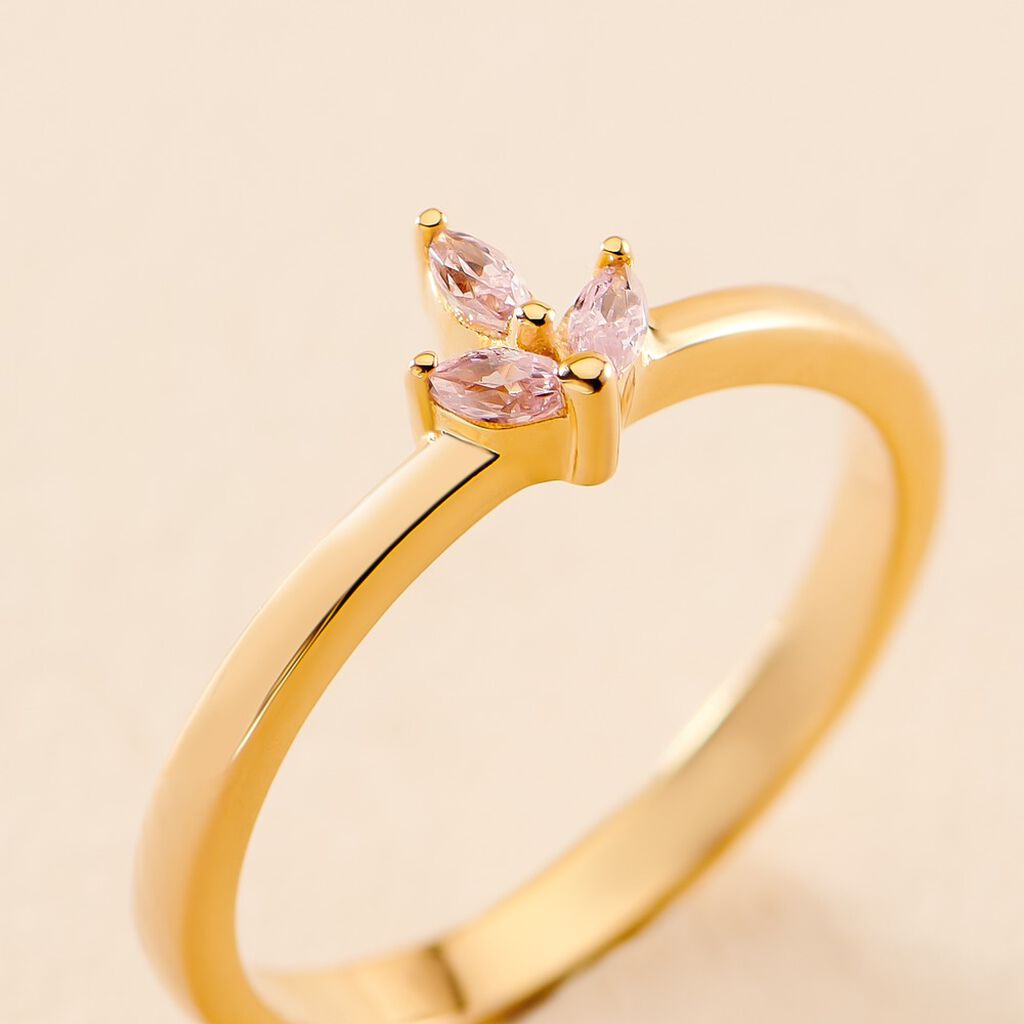 Bague Erma Plaqu&eacute; Or Dor&eacute; Oxyde De Zirconium - Bagues avec pierre Femme | Histoire d&rsquo;Or