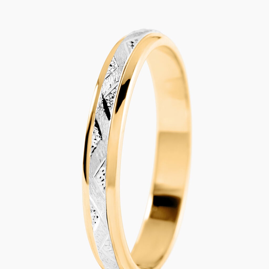Alliance Cesarius Ruban Plat Or Bicolore - Alliances Unisex | Histoire d&rsquo;Or