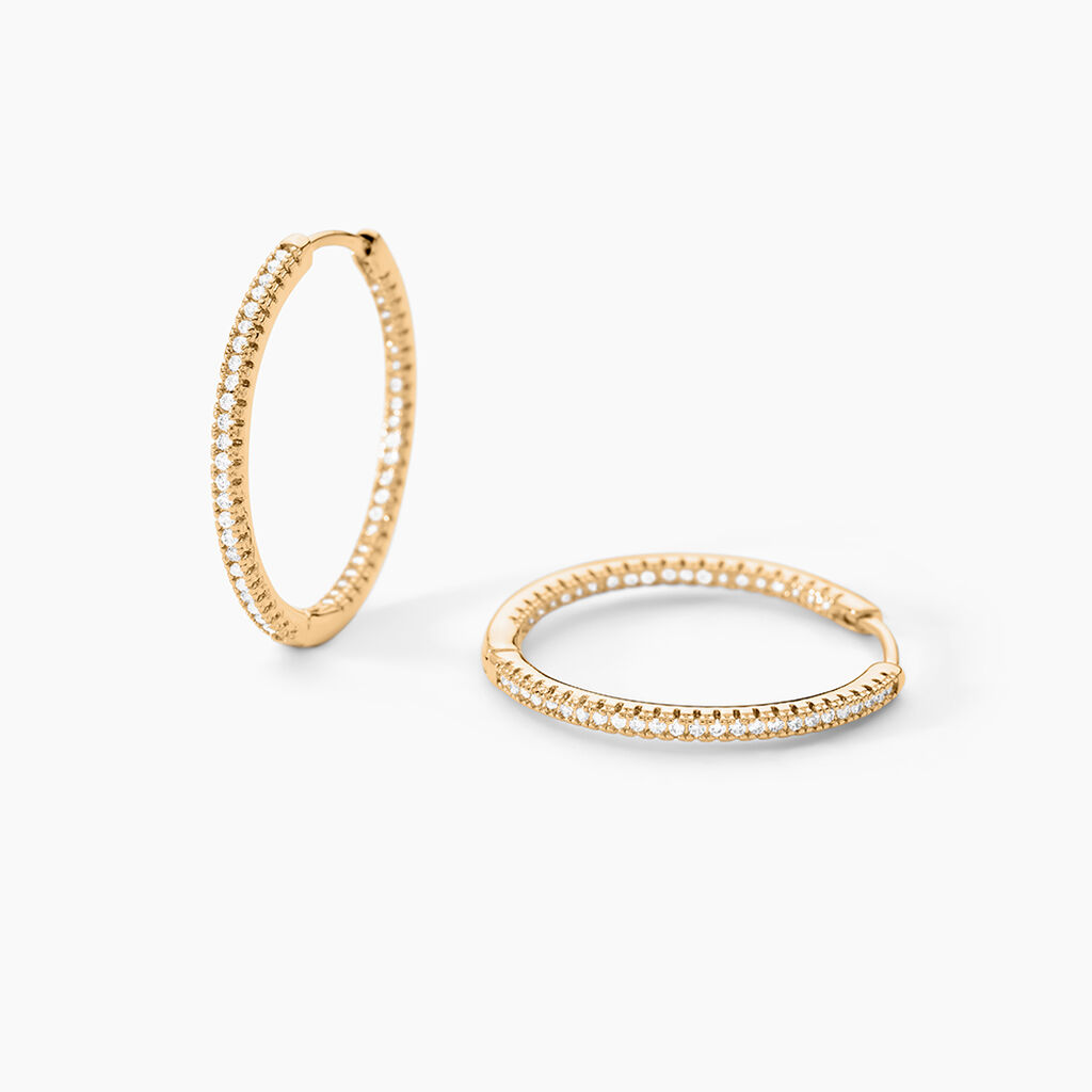 Cr&eacute;oles Karolina Rondes Plaqu&eacute; Or Jaune Oxyde De Zirconium - Boucles d'oreilles cr&eacute;oles Femme | Histoire d&rsquo;Or