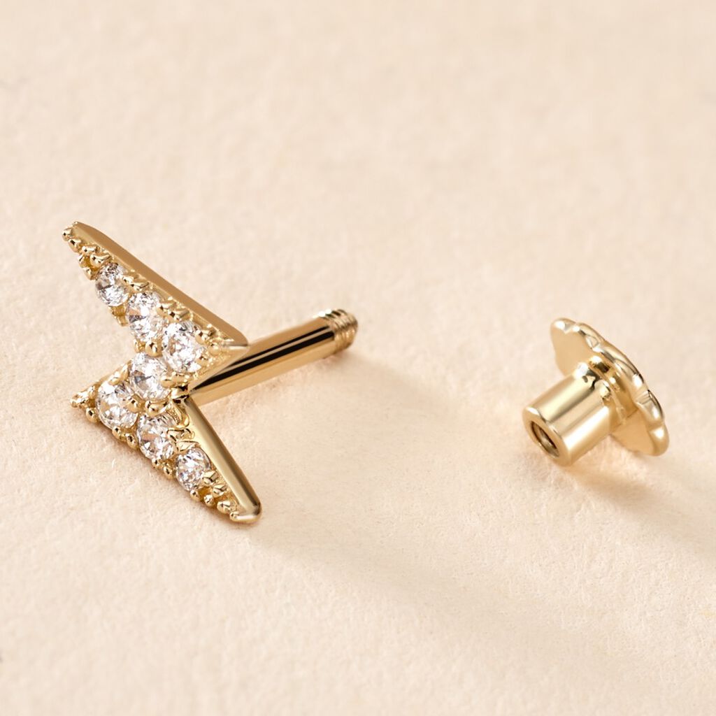 Boucle D'oreille Puce Unitaire Jusa Or Jaune Oxyde De Zirconium - Clous d'oreilles Femme | Histoire d’Or
