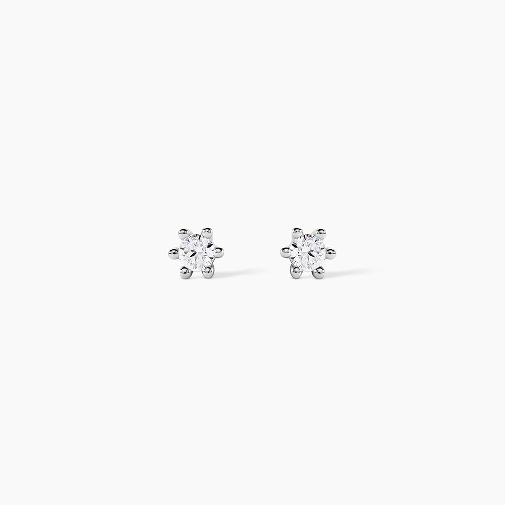 Boucles D'oreilles Puces Allison Argent Blanc Oxyde De Zirconium - Boucles d'oreilles fantaisie Femme | Histoire d&rsquo;Or