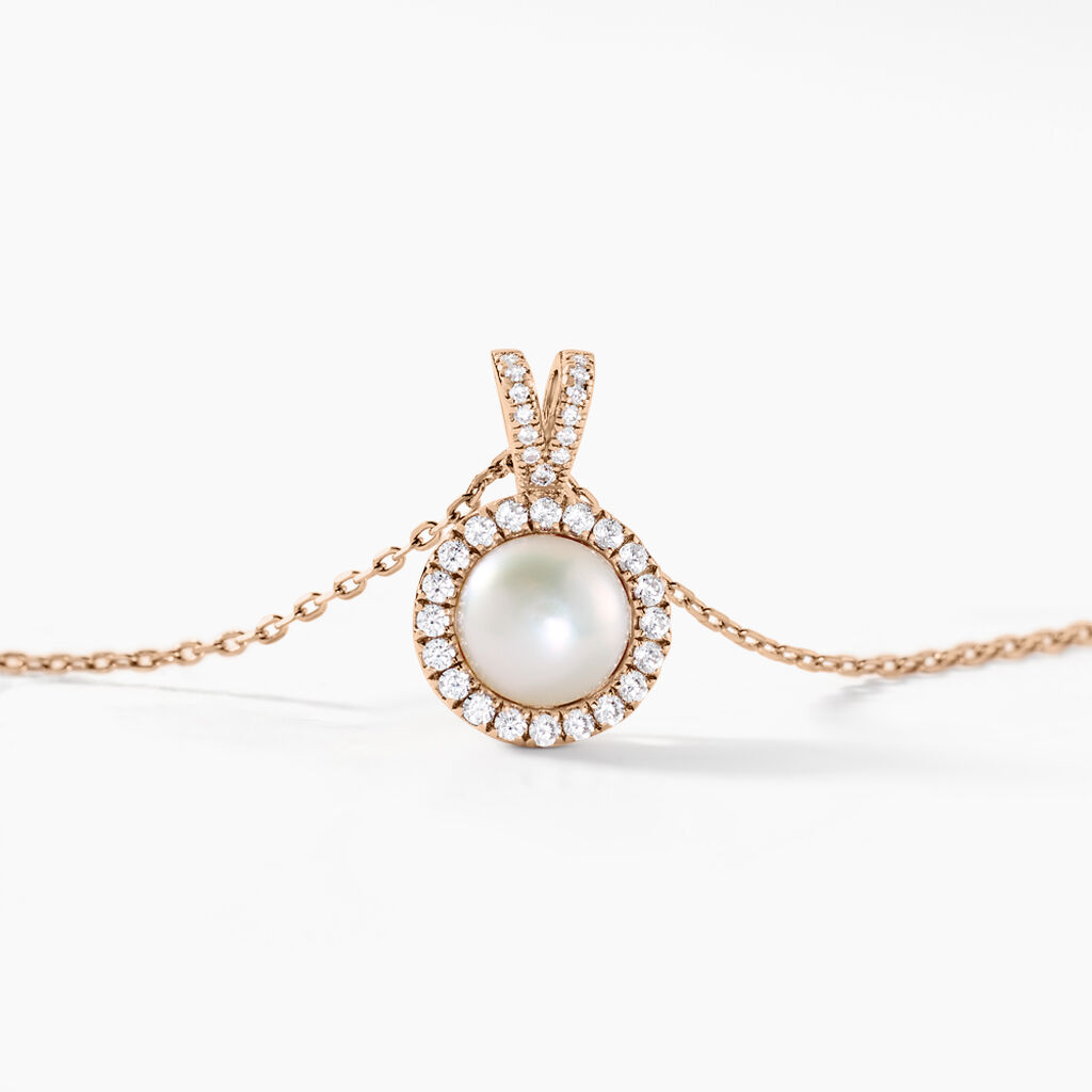 Collier Olivia Argent Rose Perle De Culture Et Oxyde De Zirconium - Colliers fantaisie Femme | Histoire d’Or