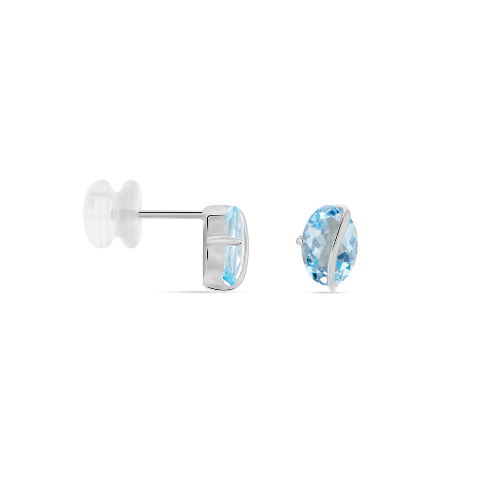 Boucles D'oreilles Puces Prudencia Or Blanc Topaze - Clous d'oreilles Femme | Histoire d’Or