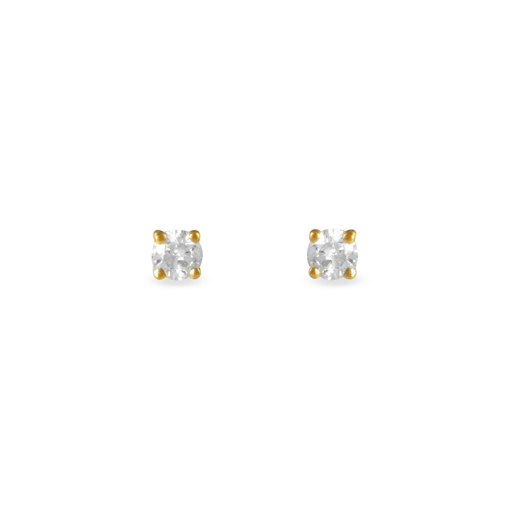 Boucles D'oreilles Puces Clavie Or Jaune Diamant - Clous d'oreilles Femme | Histoire d&rsquo;Or