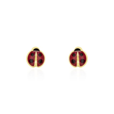 Boucles D'oreilles Puces Helidie Coccinelle Or Jaune - Clous d'oreilles Enfant | Histoire d’Or