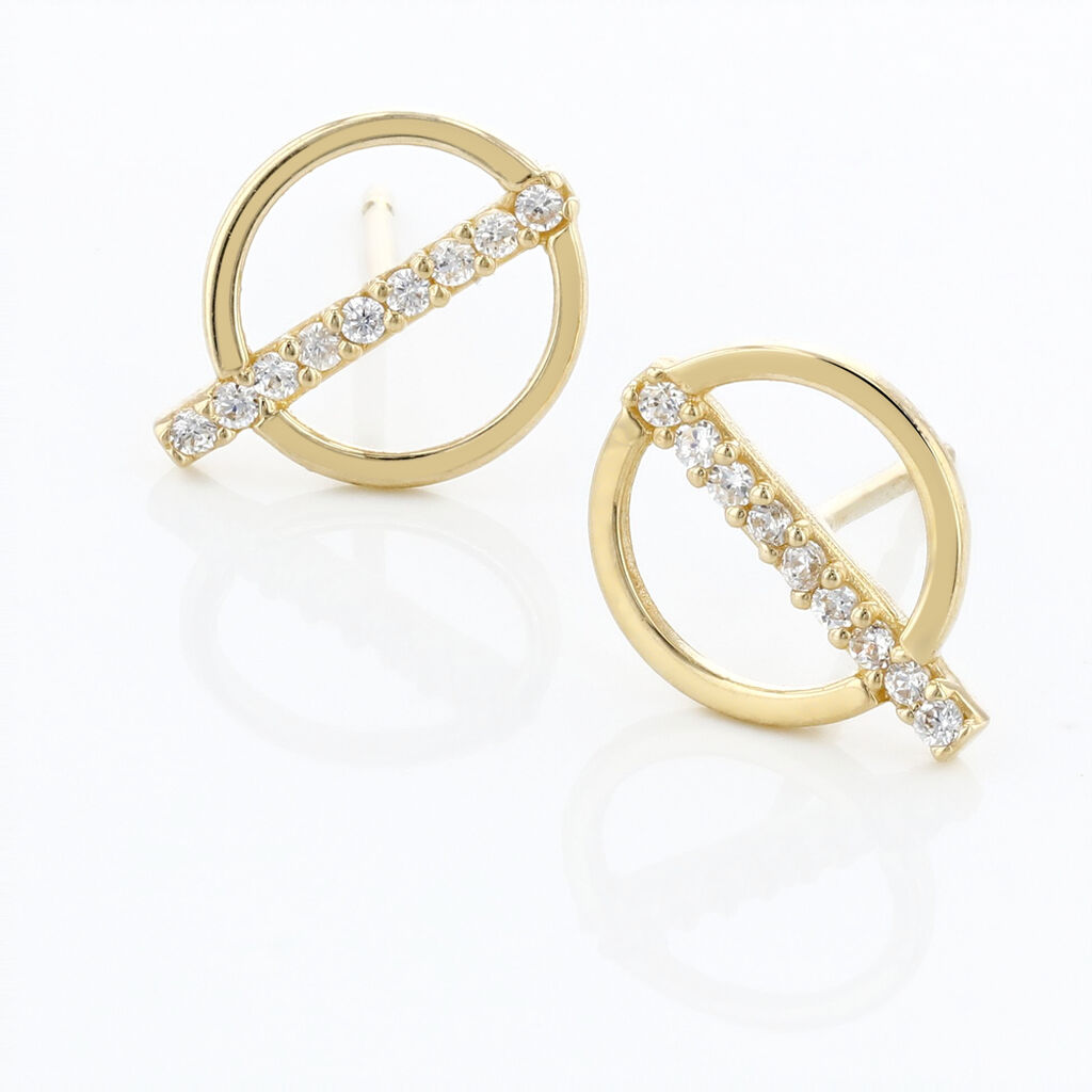 Boucles D'oreilles Pendantes Edmee Cercle Or Jaune Oxyde De Zirconium - Boucles d'oreilles pendantes Femme | Histoire d’Or