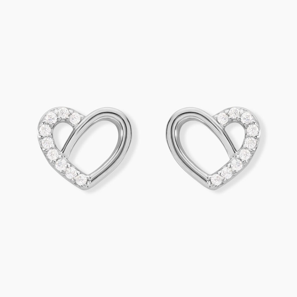 Boucles D'oreilles Puces Dorthea Argent Blanc Oxyde De Zirconium - Boucles d'oreilles fantaisie Femme | Histoire d&rsquo;Or