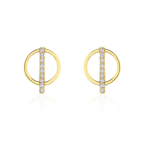 Boucles D'oreilles Pendantes Edmee Cercle Or Jaune Oxyde De Zirconium - Boucles d'oreilles pendantes Femme | Histoire d’Or