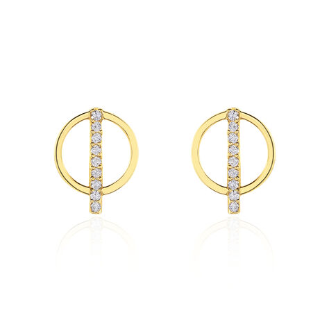 Boucles D'oreilles Pendantes Edmee Cercle Or Jaune Oxyde De Zirconium - Boucles d'oreilles pendantes Femme | Histoire d’Or