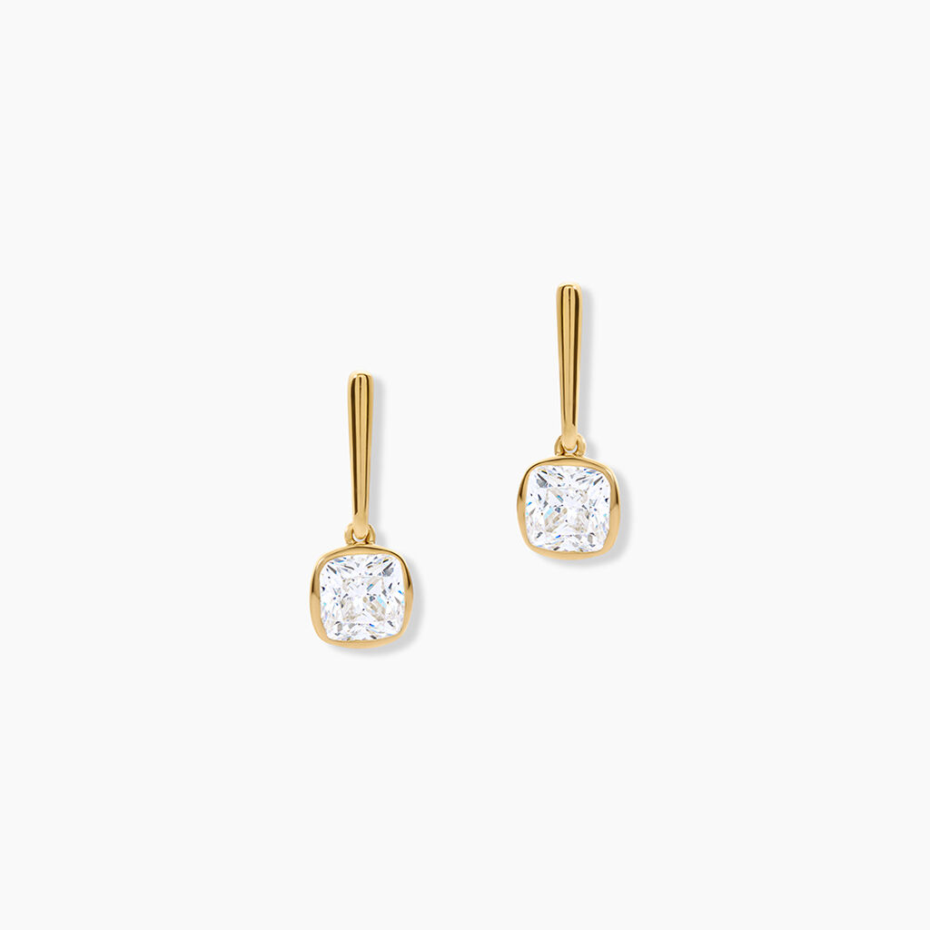 Bijoux D'Oreilles Gale Argent Dor&eacute; A L'Or 750/1000 Oxyde De Zirconium - Boucles d'oreilles fantaisie Femme | Histoire d&rsquo;Or