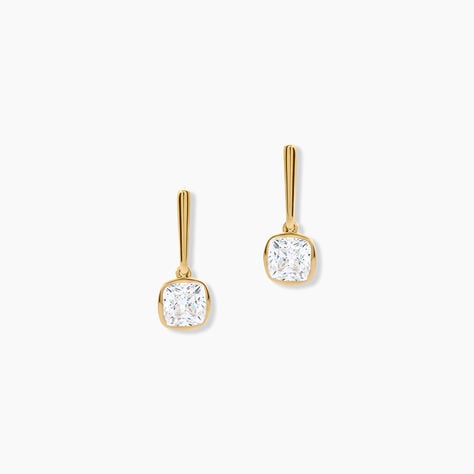 Bijoux D'Oreilles Gale Argent Dor&eacute; A L'Or 750/1000 Oxyde De Zirconium - Boucles d'oreilles fantaisie Femme | Histoire d&rsquo;Or