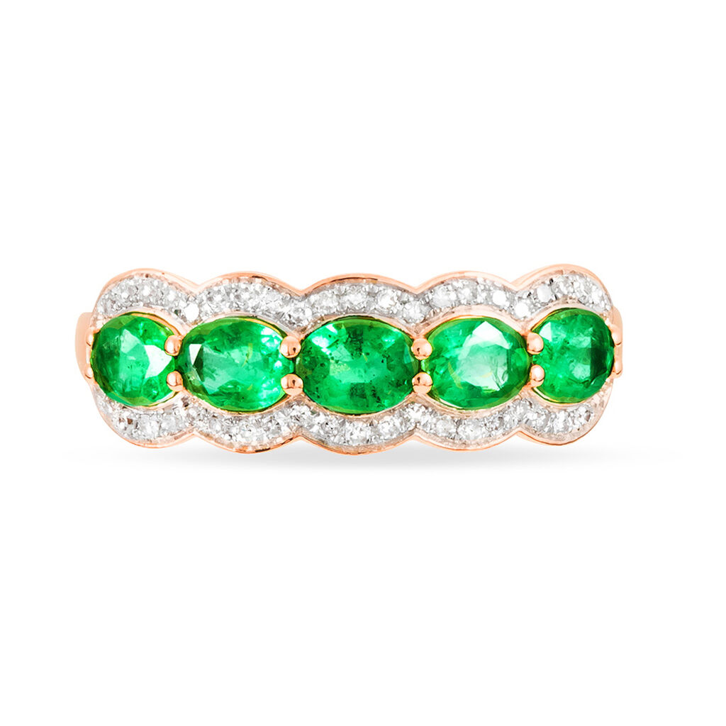 Bague Margaux Or Rose Emeraude Et Diamant - Bagues avec pierre Femme | Histoire d’Or
