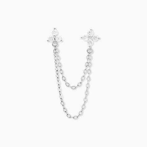 Boucles D'oreilles Pendantes Clova Argent Blanc Oxyde De Zirconium - Boucles d'oreilles fantaisie Femme | Histoire d&rsquo;Or