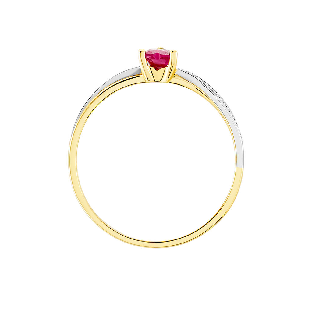 Bague Skylar Or Bicolore Rubis Diamant - Bagues solitaires Femme | Histoire d’Or