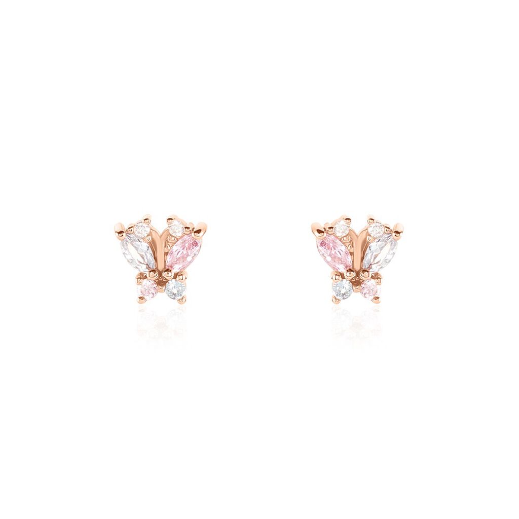 Boucles D'oreilles Puces Argent Rose Callisto Oxyde De Zirconium - Boucles d'oreilles fantaisie Femme | Histoire d’Or