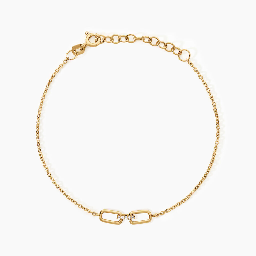 Bracelet Cladie Argent Dor&eacute; A L'Or 750/1000 Oxyde De Zirconium - Bracelets Femme | Histoire d&rsquo;Or